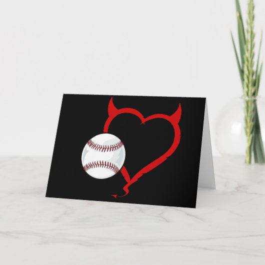 Card - Devilish Heart Baseball Feiertagskarte (Vorderseite)