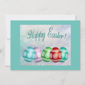Card Flat Happy Osterfarbene Eier Feiertagskarte (Vorderseite)