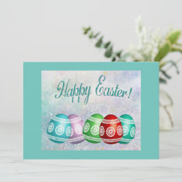 Card Flat Happy Osterfarbene Eier Feiertagskarte