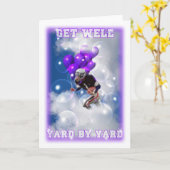 Card	Get well football player deliver balloons Karte (Gelbe Blume)