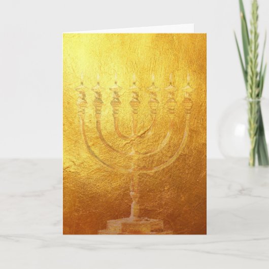 Card Golden Menorah | Gold | Israel | Karte (Vorderseite)