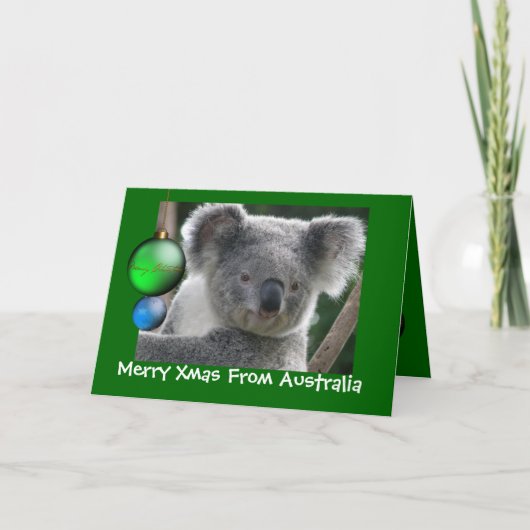 Card Merry Xmas aus Australien Koala Feiertagskarte (Vorderseite)
