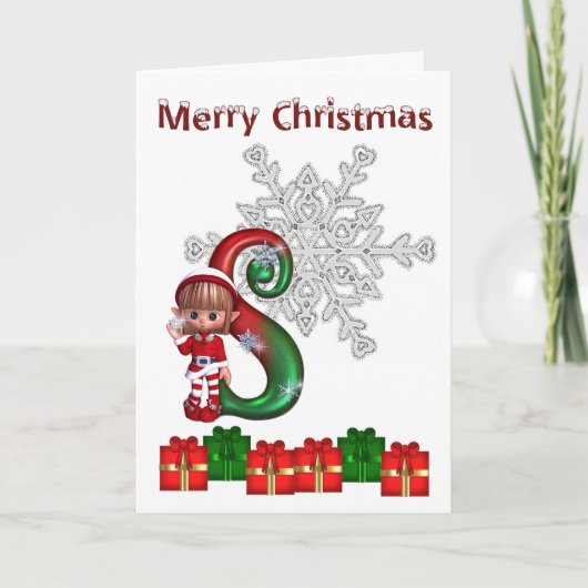 Card Monogram Christmas Feiertagskarte (Vorderseite)