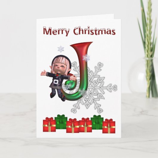 Card Monogram Christmas J Feiertagskarte (Vorderseite)