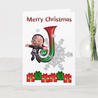 Card Monogram Christmas J Feiertagskarte