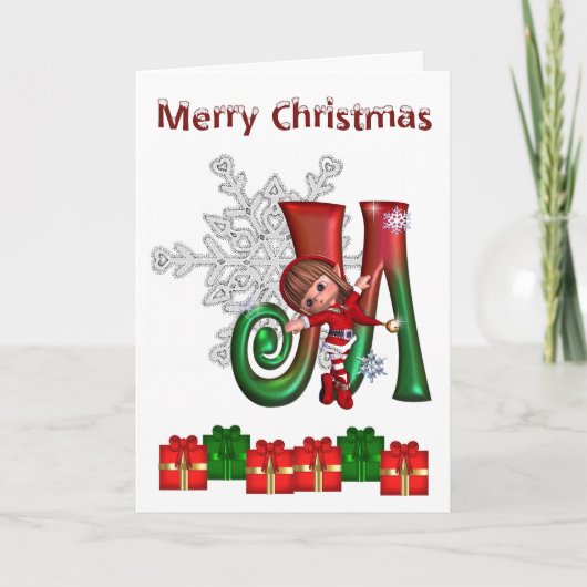 Card Monogram Christmas M Feiertagskarte (Vorderseite)