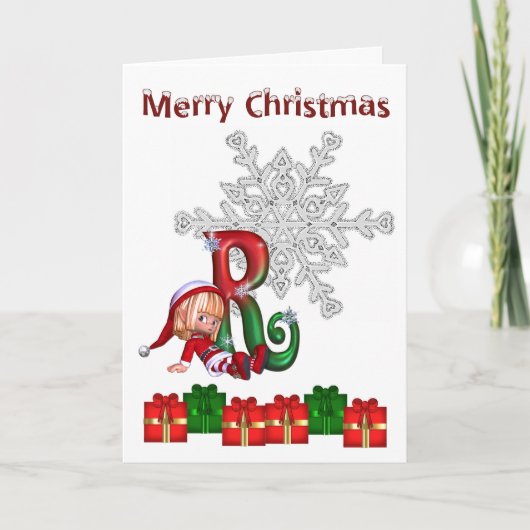 Card Monogram Christmas R Feiertagskarte (Vorderseite)
