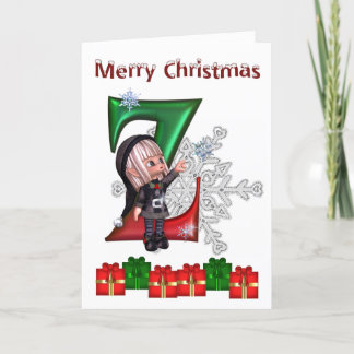 Card Monogram Christmas Z Feiertagskarte