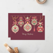 Card of Christmas Ornaments  With Floral Patterns Mitteilungskarte (Vorderseite/Rückseite Beispiel)