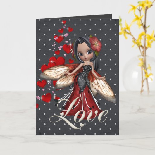 Card Red Liebe Fairy Karte (Gelbe Blume)