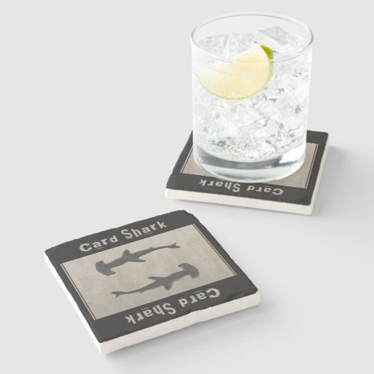 Card Shark Gray Steinuntersetzer (Seitenansicht)