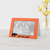 Card Template - Black Cat Halloween Karte (Gelbe Blume)