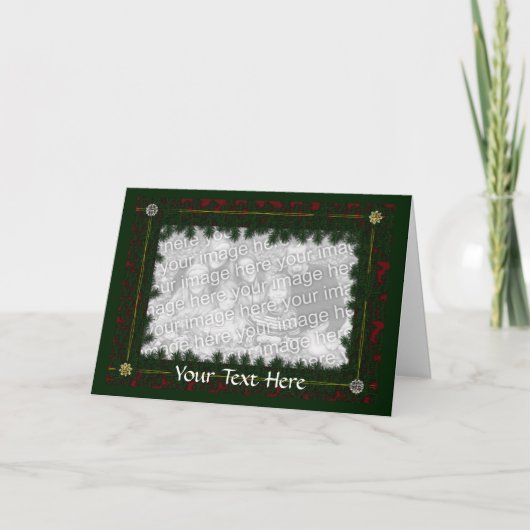 Card Template - Christmas Pine & Bows Feiertagskarte (Vorderseite)