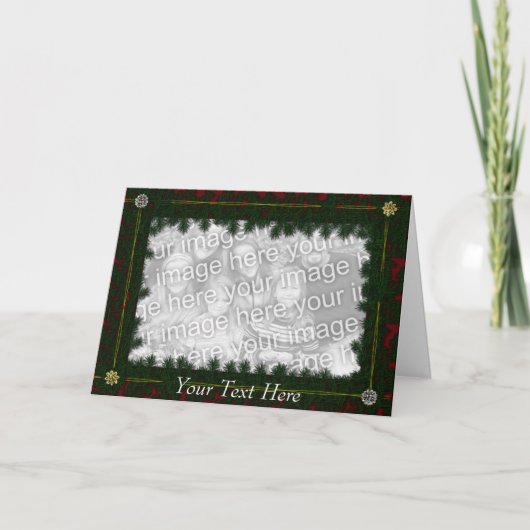 Card Template - Christmas Pine & Bows Feiertagskarte (Vorderseite)