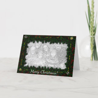 Card Template - Mosaic Christmas Pine & Bows Feiertagskarte