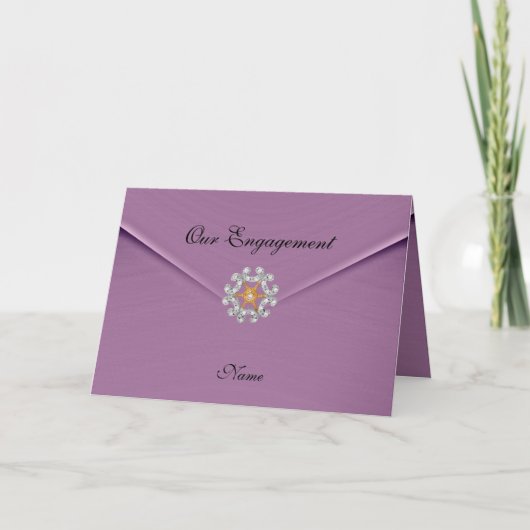 Card Verlobung Pink Mauve Diamond Jewel Einladung (Vorderseite)