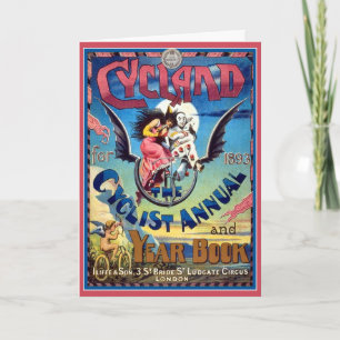 Card: Vintage Bicycle Art - Cyclist Year Book Feiertagskarte