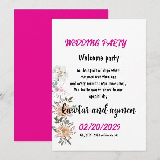 CARD WEDDING EINFACHE EINLADUNG (Vorne/Hinten)