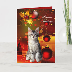 Card Weihnachtskatze Kitten Feiertagskarte