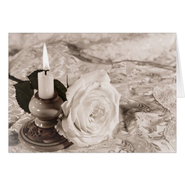 Card with an antike Rose and Candle (Vorderseite (Horizontal))