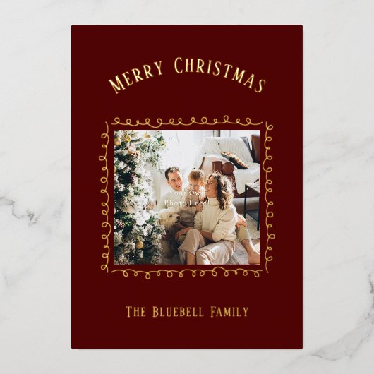 Card With Foil- Personalised Photo Merry Christmas Folieneinladung (Vorderseite)