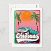 Cárdenas Cuba Vintage Reiseplakat Postkarte (Vorne/Hinten)