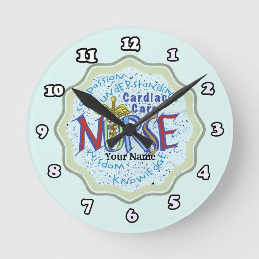Cardiac Care Nurse Motto Runde Wanduhr (Vorderseite)