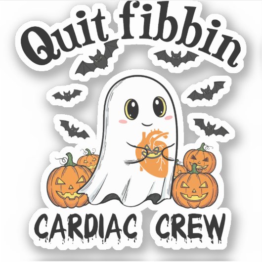 Cardiac Crew Funny Boo-Ghost Pumpkin Aufkleber (Vorderseite)