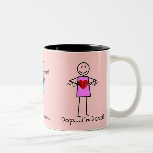 Cardiac Nurse Gifts Stick Person Design V-Fib Zweifarbige Tasse (Rechts)