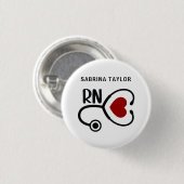 Cardiac Nurse Heart Stethoscope RN Notebook Keycha Button (Vorne & Hinten)