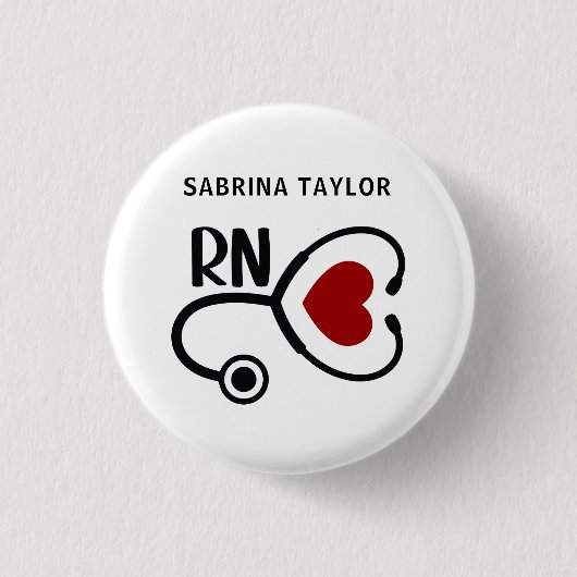 Cardiac Nurse Heart Stethoscope RN Notebook Keycha Button (Vorderseite)