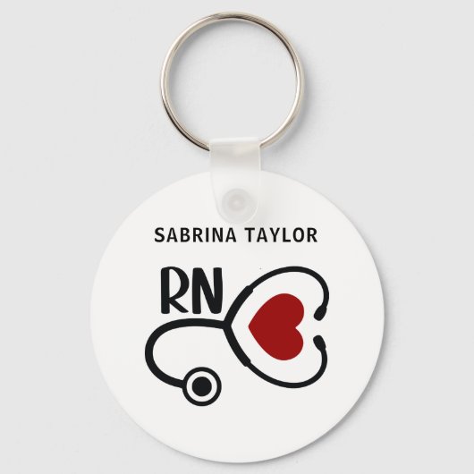 Cardiac Nurse Heart Stethoscope RN Notebook Schlüsselanhänger (Vorderseite)