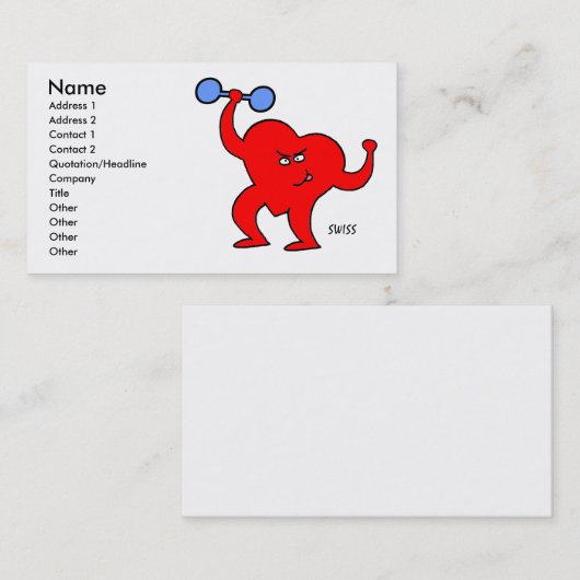 Cardiac Rehab und Personal Trainer Cartoon Herz Visitenkarte (Vorne/Hinten)