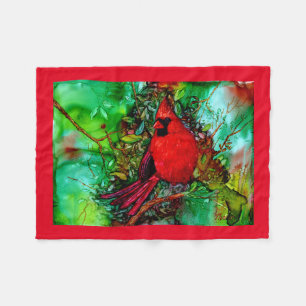 Cardianl im Baum Fleecedecke