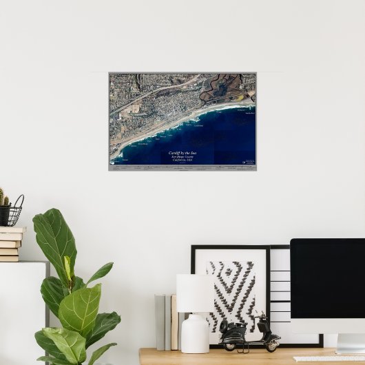Cardiff am Meer, kalifornisches Satellitenposter Poster (Heimbüro)