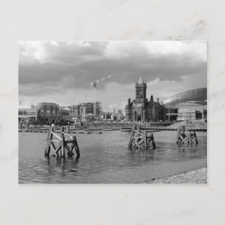 Cardiff Bay, Cardiff, Wales - Schwarz und Weiß Postkarte