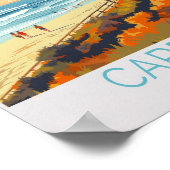 Cardiff California Travel Poster, Cardiff Surfing Poster (Ecke)