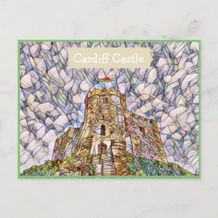 Cardiff Castle, Wales, UK Mosaic Effect Postcard Postkarte