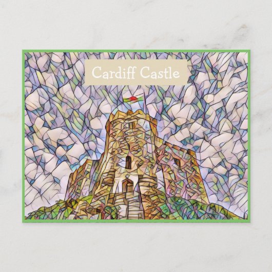Cardiff Castle, Wales, UK Mosaic Effect Postcard Postkarte (Vorderseite)