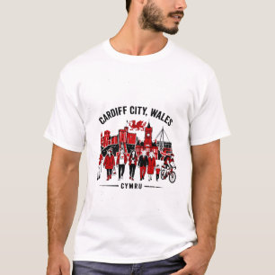 Cardiff City Wales Skyline mit Einheimischen T-Shirt