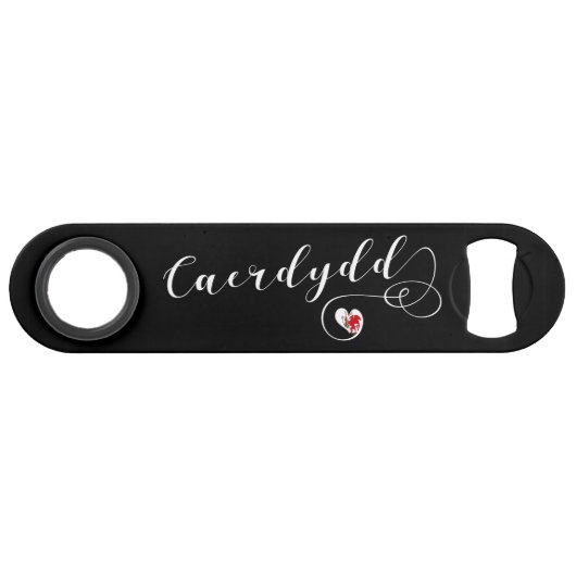 Cardiff Flag in a Heart, Wales, Caerdydd Speed Flaschenöffner (Vorderseite (Horizontal))