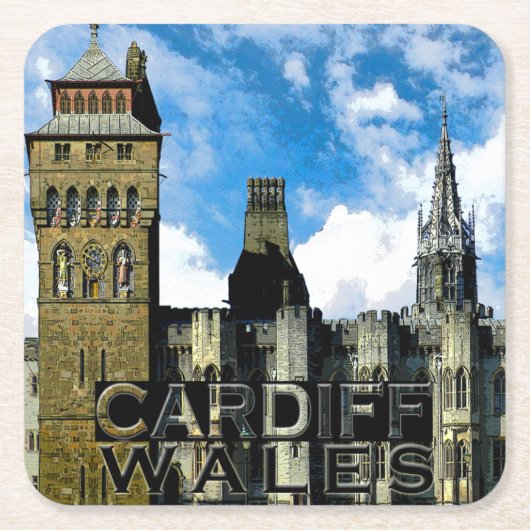 Cardiff Rechteckiger Pappuntersetzer (Vorderseite)