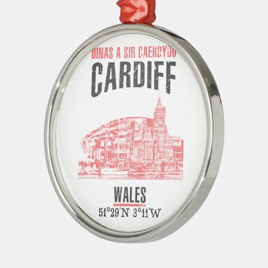 Cardiff Silbernes Ornament (Links)
