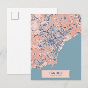 Cardiff Vereinigtes Königreich Windige Stadtkarte  Postkarte