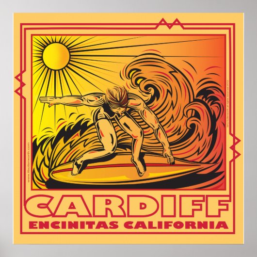CARDIFF VOM MEER ENCINITAS KALIFORNIEN SURFEN POSTER (Vorne)