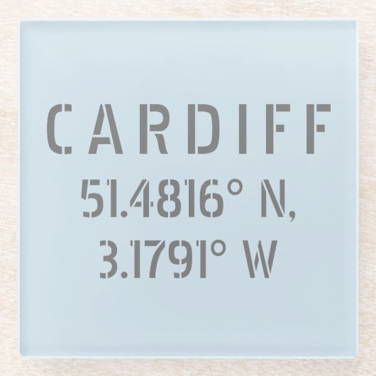 Cardiff Wales Latitude & Longitude Glasuntersetzer (Vorderseite)