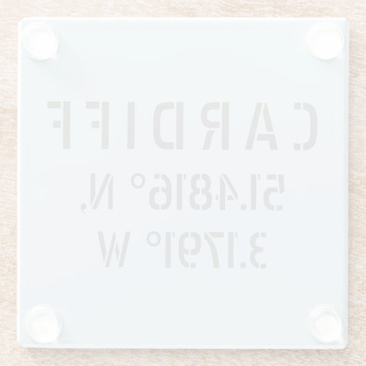 Cardiff Wales Latitude & Longitude Glasuntersetzer (Rückseite)