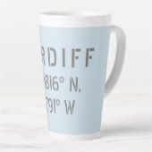 Cardiff Wales Latitude & Longitude Milchtasse (Rechte Ecke)