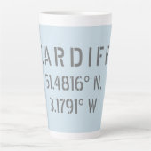 Cardiff Wales Latitude & Longitude Milchtasse (Vorderseite)