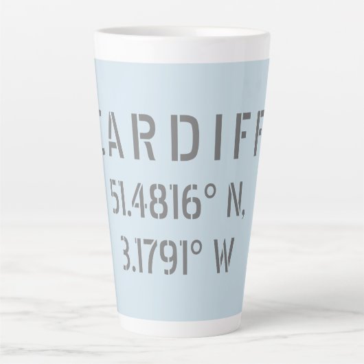 Cardiff Wales Latitude & Longitude Milchtasse (Vorderseite)